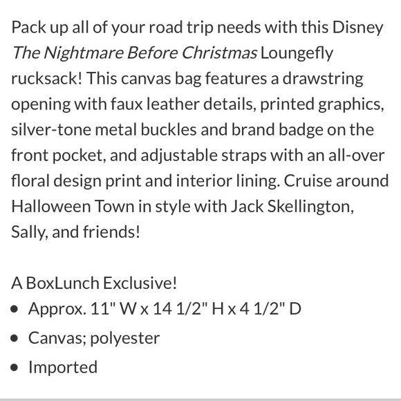 LOUNGEFLY DISNEY THE NIGHTMARE BEFORE CHRISTMAS Roadtrip RUCKSACK / BACKPACK! - Picture 6 of 7